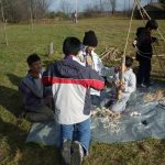 Helping teach knots and pioneering