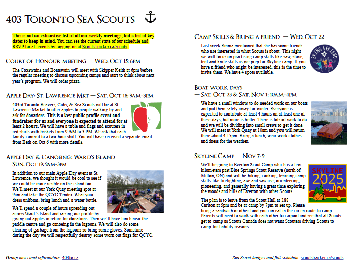 Sea Scout Newsletter